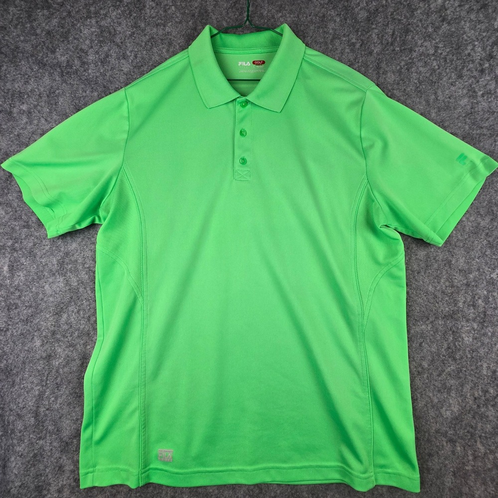 Fila Sport Golf Polo Mens Large Green Athletic Fit Breathable Performance Shirt